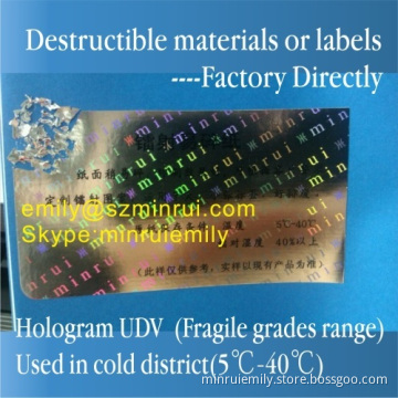 Security Holographic Tamper Evident Destructible Vinyl Materials,self Destructive Hologram Sticker,destructive Hologram 